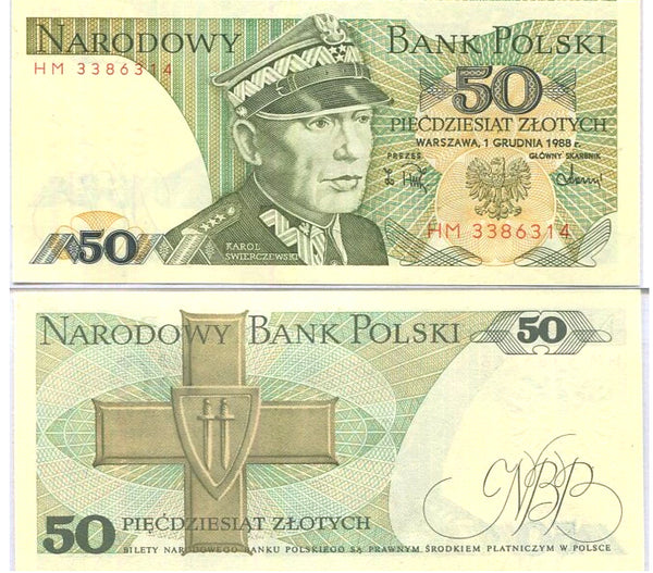 Poland, crisp uncirculated 50-zlotych 1988 (Pick-142c)