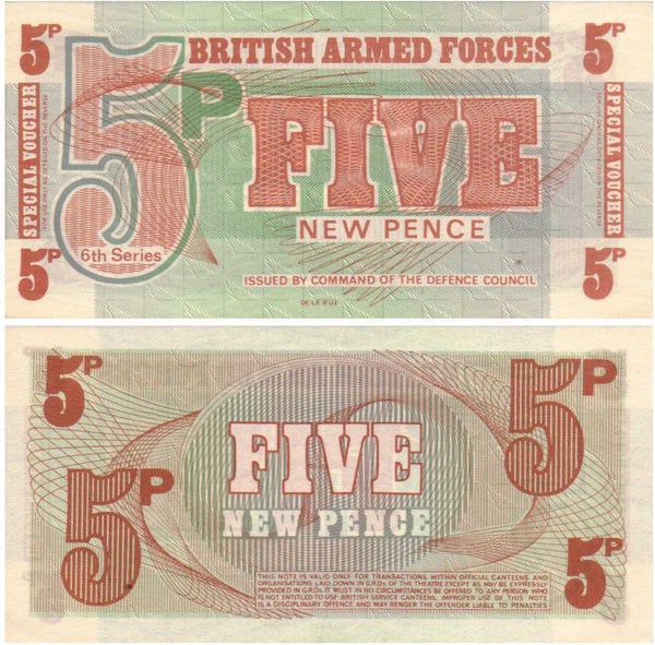 5-pence, British Armed Forces 1972 (6th series), United Kingdom (Pick#M44)