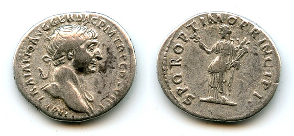 Silver denarius, Trajan (98-117 CE), Rome mint, Roman Empire (RIC 271)