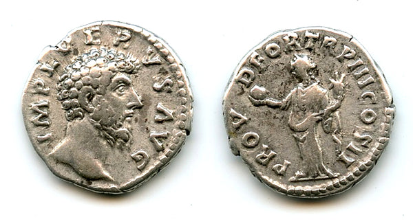 Silver denarius of Lucius Verus (161-169 CE), Rome, Roman Empire (RIC 491)