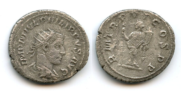 Nice silver antoninianus of Philip (244-249 CE), Roman Empire (RIC 79a)