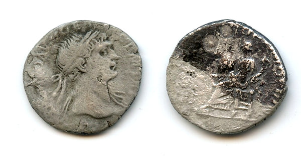 Silver denarius, Trajan (98-117 CE), Rome mint, Roman Empire (RIC 119)