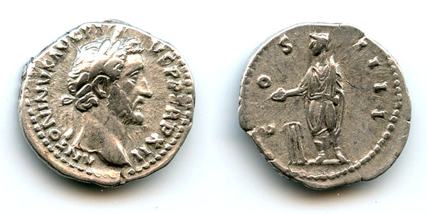 Silver denarius of Antoninus Pius (138-161 CE), Rome, Roman Empire (RIC 175)