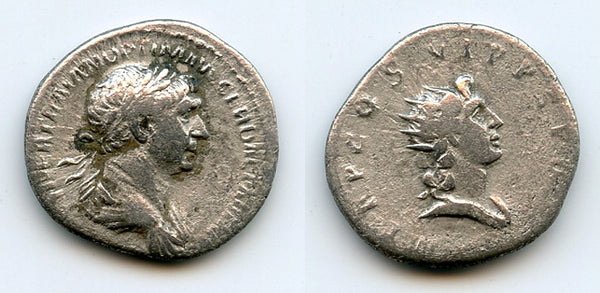 Silver denarius, Trajan (98-117 CE), Rome mint, Roman Empire (RIC 326)