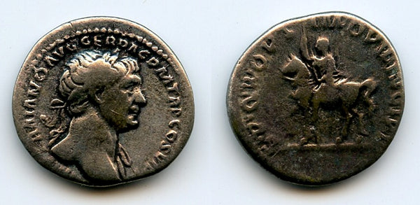Silver denarius, Trajan (98-117 CE), Rome mint, Roman Empire (RIC 291)