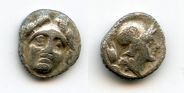 Silver obol with Gorgoneion, c.370-190 BC, Selge, Pisidia
