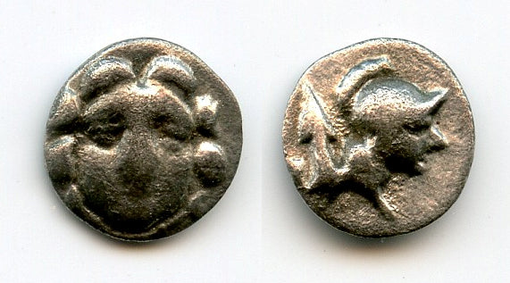 Silver obol with Gorgoneion, c.370-190 BC, Selge, Pisidia