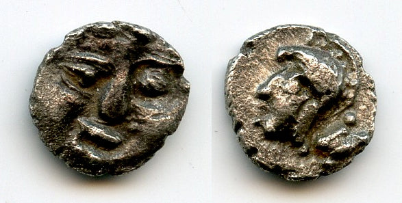Archaic style silver obol with Gorgoneion, c.350-300 BC, Selge, Pisidia