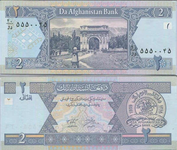 Uncirculated 2-afghanis note, 2002, Afghanistan (Pick-65)
