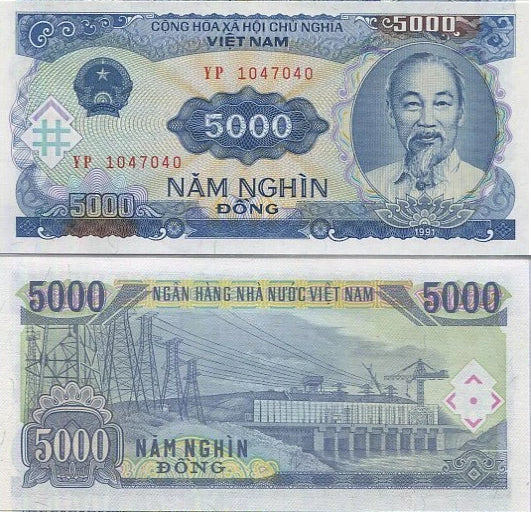Uncirculated 5000-dong note, 1991, Vietnam (Pick-108)