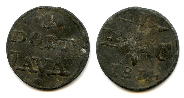 Local imitation tin duit, 1814, British Occupation of Java (1811-1816), Indonesia