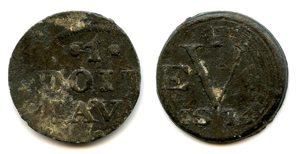 Local imitation tin duit, 1814, British Occupation of Java (1811-1816), Indonesia