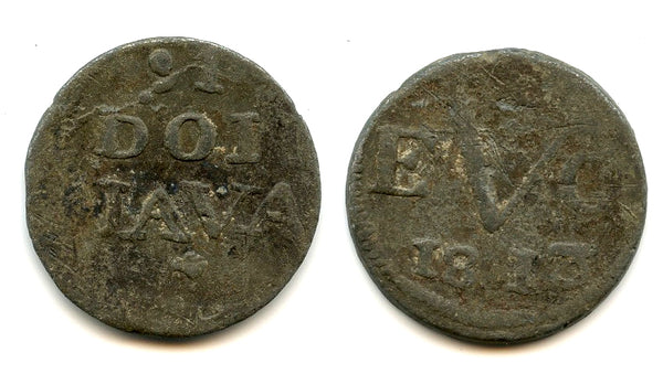 Local imitation tin duit, 1813, British Occupation of Java (1811-1816), Indonesia