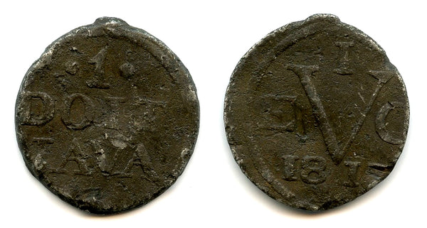 Local imitation tin duit, 1817?, British Occupation of Java (1811-1816), Indonesia
