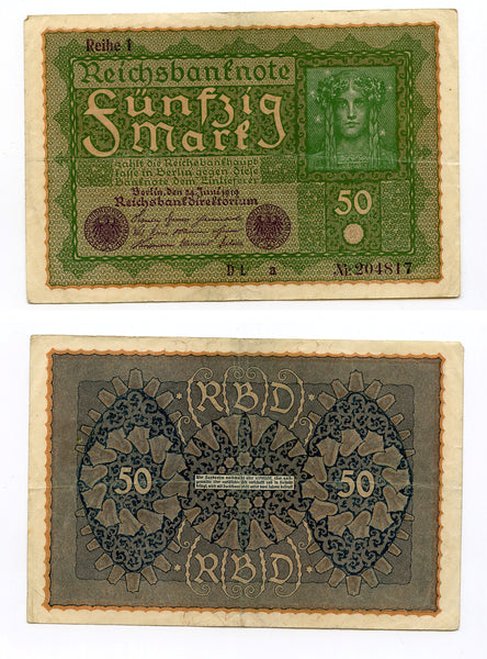 50 marks, 1919, series 1, Weimar Republic, Germany (Pick-66)