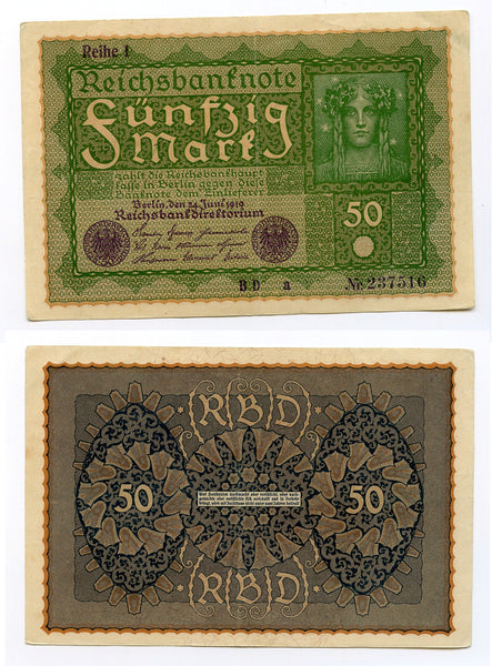 50 marks, 1919, series 1, Weimar Republic, Germany (Pick-66)