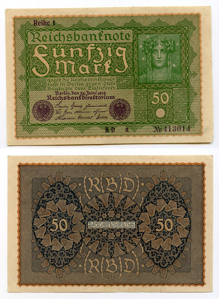 50 marks, 1919, series 1, Weimar Republic, Germany (Pick-66)