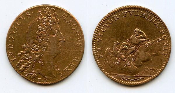 Lovely brass ET VICTOR FVLMINA PONIT jeton (AE26), Louis XIV (1643-1715), France (F-12855)