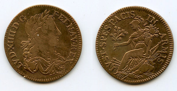 Lovely brass PACIS IN ARMIS jeton (AE24), Louis XIV (1643-1715), France