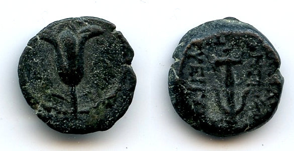 Prutah of John Hyrcanus I (134-104 BC), with Antiochus VII, Ancient Judaea