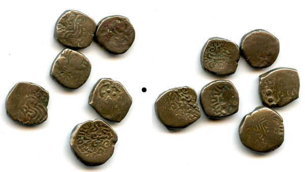 Lot of 6 silver drachms of King Kumaragupta (407-51 AD), Gupta Empire