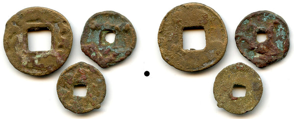 Lot of 3 different coins from Semirechye, ca.400/600 AD, Central Asia
