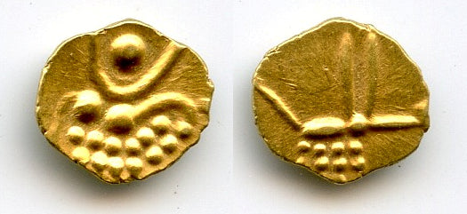 Rare gold fanam, Travancore in India or Kandy Kings in Sri Lanka, c.1400-1600 (H1.31.11)