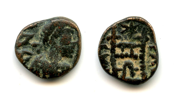 Rare camp-gate AE4 of Valentinian III (425-455 AD), Rome, Roman Empire (RIC 2163)