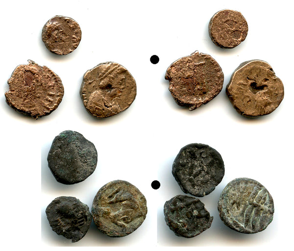 Lot of 6 various AE4s, 5th-6th century, uncertain Roman or Germanic issues