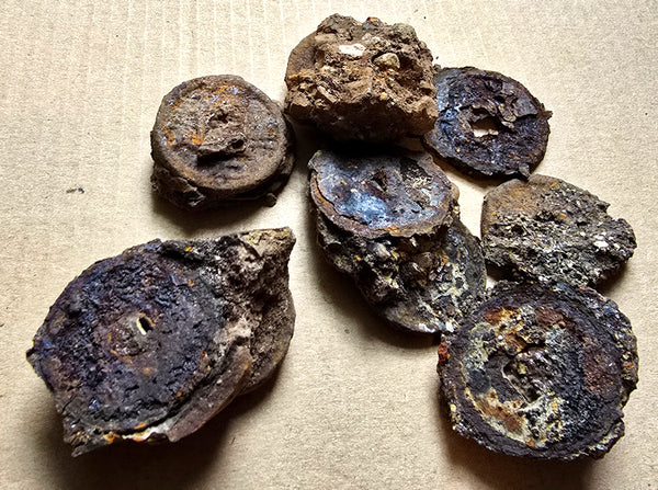 Clumps of shipwrecked iron coins + coins, Southern Song period, c.1127-1279, China