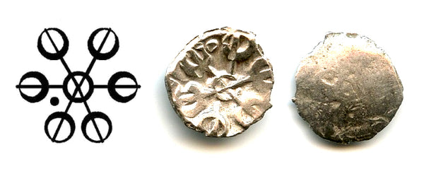 High grade silver 1/16th shatamana (1/2 shana), Gandhara Janapada, ca.500-400 BC, India