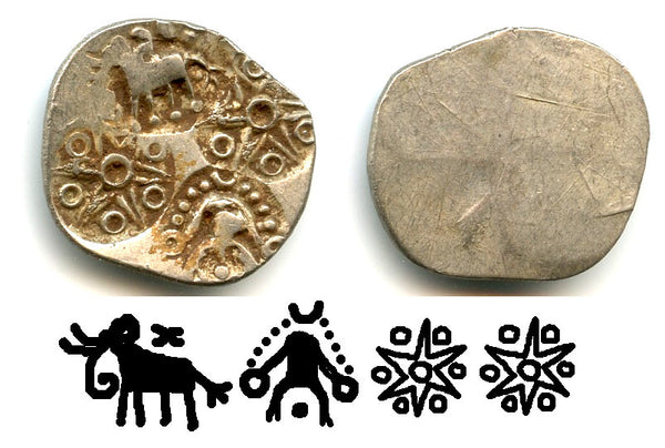 Rare silver 1/2 karshapana, Chedi Janapada, ca.400-300 BC, Ancient India
