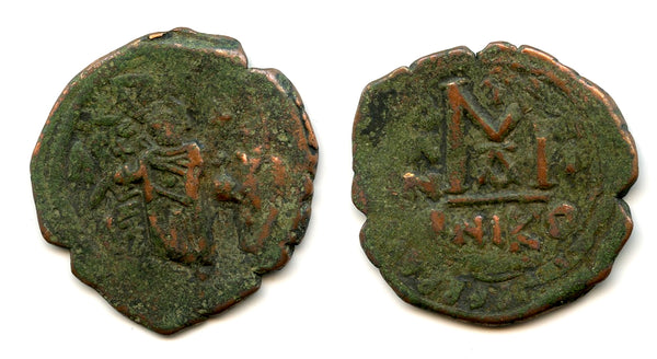 Large overstruck follis of Heraclius (610-641 CE), Nicomedia, Byzantine Empire