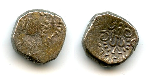 Silver drachm, Kumaragupta (c.407-51 CE), Kathiawar, Gupta Empire, India (F/T G23a)
