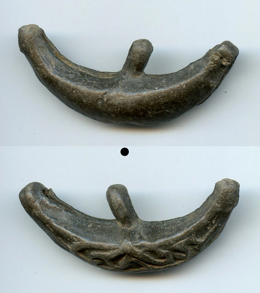 Scarce small thick tin boat-money, c.1400-1700s, primitive coinage of Malaysia
