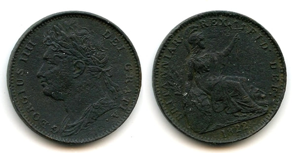 Copper farthing, 1822, George IV (1820-1830), United Kingdom