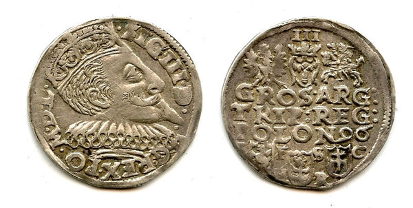 Scarce silver 3-groschen of Sigismund III (1587-1632), Bydgoszcz mint, Polish-Lithuanian Commonwealth (KM#31)
