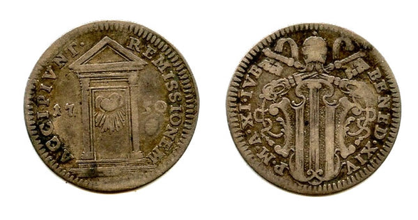 Silver 1/2 grosso, Pope Benedict XIV (1740-1758), 1750, Papal States