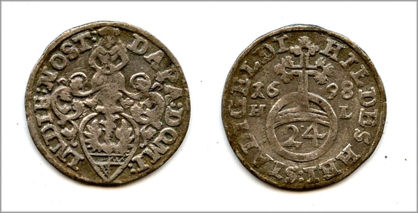 Silver 1/24 thaler, 1695, Free City of Hildesheim, Germany