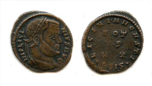 Rare type follis of Licinius I (308-324 AD), Siscia, Roman Empire (RIC#141)