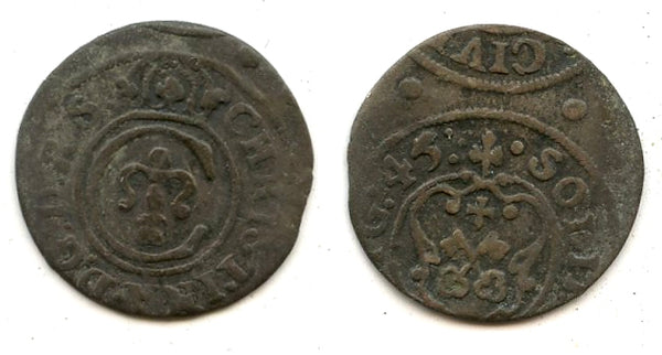 Silver solidus (shilling) of Christina (1632-1654), Livonia under Swedish rule