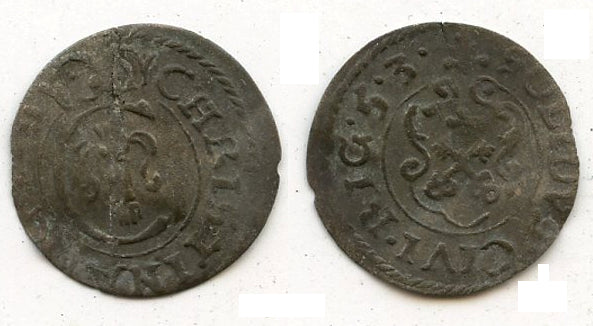 Silver solidus of Christina (1632-54), 1653, Livonia under Swedish rule