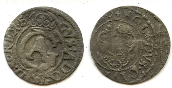 Silver solidus of Gustav Adolph (1611-32), ND, Riga, Livonia, Swedish Occupation
