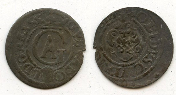 Silver solidus of Gustav Adolph (1611-32), ND, Riga, Livonia, Swedish Occupation