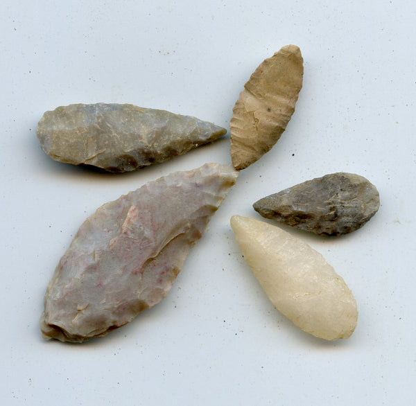 Lot of 5 various stone arrowheads, North Africa, Neolithic period, c.5000-3000 BC