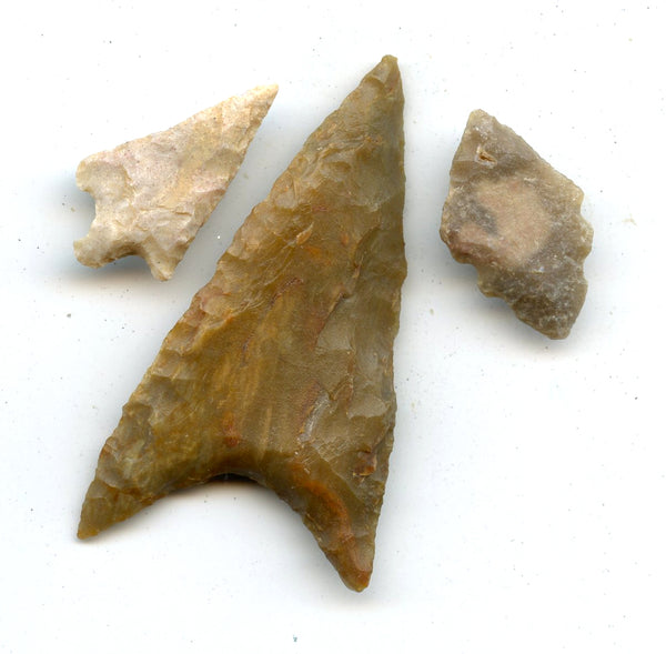 3 various stone arrowheads, North Africa, Neolithic period, c.5000-3000 BC