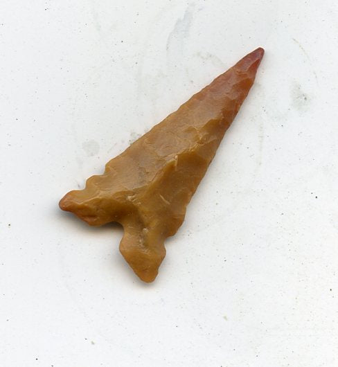 Jasper footed triangle basal notched triangle arrowhead,  North Africa,  late Neolithic period, ca.3000 BC