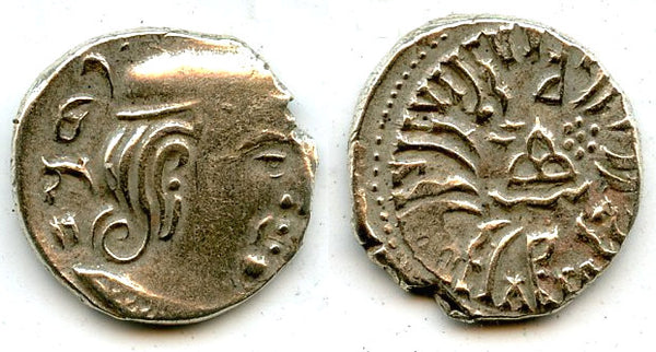 Silver drachm of Rudrasena III (348-78 CE), 287 SE / 365 AD, Satraps in Western India