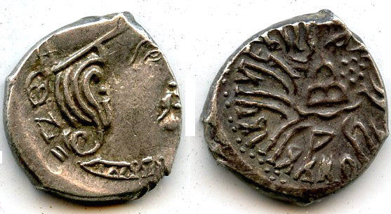 Silver drachm of Rudrasena III (348-78 CE), 290 SE / 368 AD, Satraps in Western India