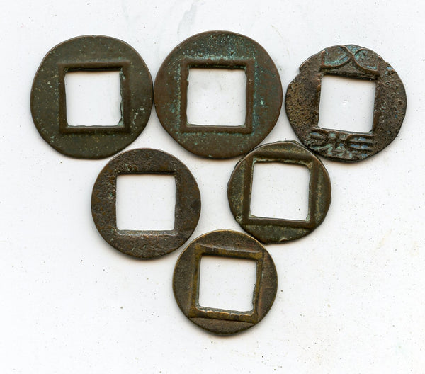 Lot of 6 various nicer Wu Zhu cash, 115 BC-220 AD, Han dynasties, China